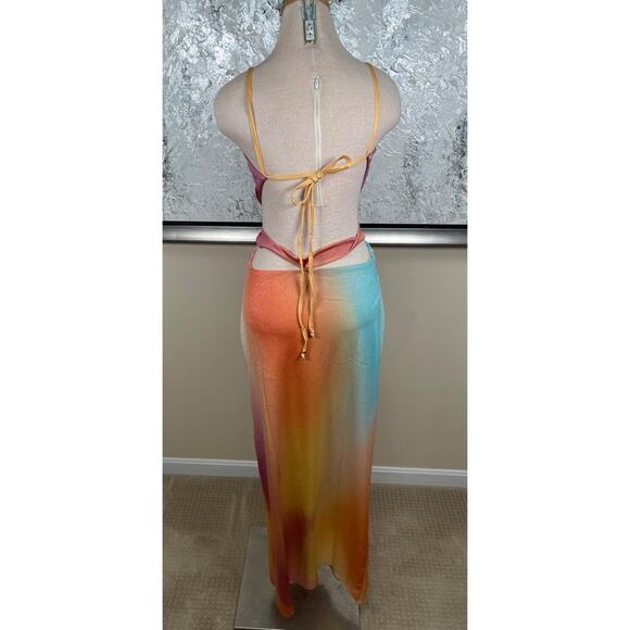 BAOBAB Arlett Cutout Metallic Rainbow Daylight Maxi Dress Size Large - Picture 9 of 11